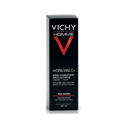 Vichy Homme Hydra Mag C+ Soin Hydratant Anti-Fatigue Visage et Yeux Sensibles | 50ml