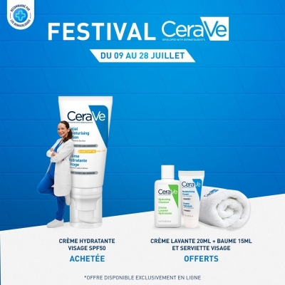 CeraVe Offre crème hydratante visage SPF50 peaux normales à sèches | 52ml
