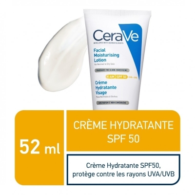 CeraVe Offre crème hydratante visage SPF50 peaux normales à sèches | 52ml