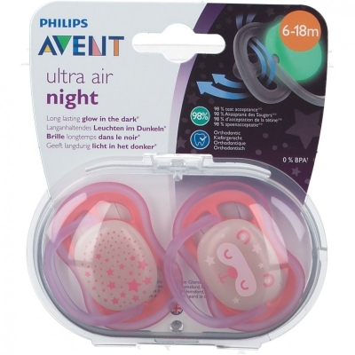 Avent Philips Sucette ultra air nuit 6-18 mois Fille B2