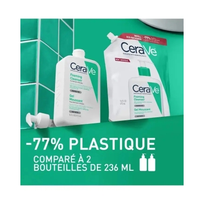 CERAVE GEL MOUSSANT ECO-RECHARGE PEAUX NORMALES A GRASSES 473ML