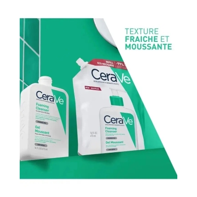 CERAVE GEL MOUSSANT ECO-RECHARGE PEAUX NORMALES A GRASSES 473ML