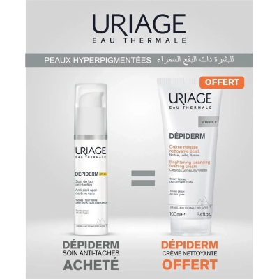 URIAGE PACK DUO DEPIDERM SOIN DE JOUR ANTI-TACHES SPF50 30ML + DEPIDERM CREME MOUSSE NETTOYANTE ECLAT 100ML