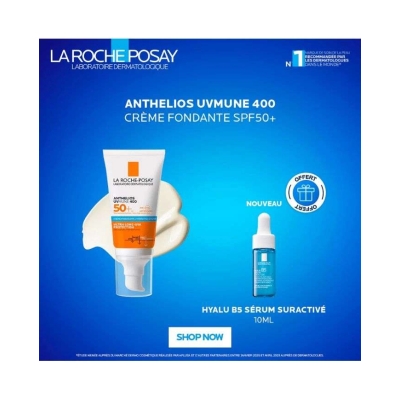 LA ROCHE POSAY OFFRE ANTHELIOS UVMUNE 400 CREME HYDRATANTE SPF 50+ INVISIBLE 50 ML + HYALU B5 SERUM 10ML OFFERT