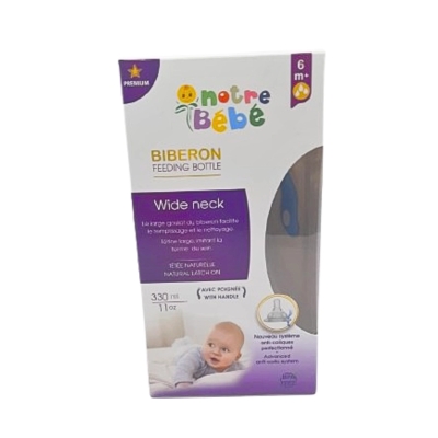 NOTRE BEBE BIBERON FEEDING BOTTE WIDE NECK AVEC POIGNEE 6M+ 330ML