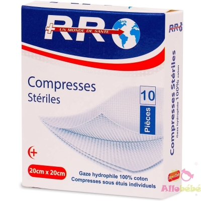 RR UN MONDE DE SANTE COMPRESSES STERILES 10PIECES 20CM*20CM