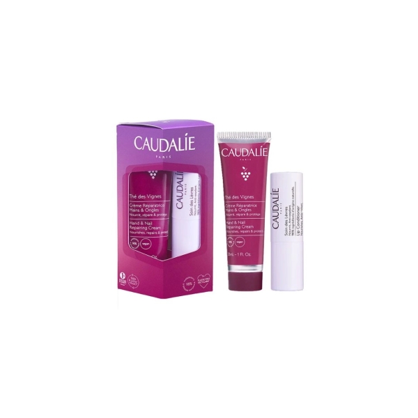 CAUDALIE COFFRET THE DES VIGNES CREME MAINS ET ONGLES AVEC SOIN DES LEVRES 4.5G