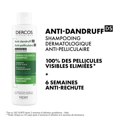 Vichy Dercos Shampoing Traitant Anti-Pelliculaire Cheveux Gras| 200 ml