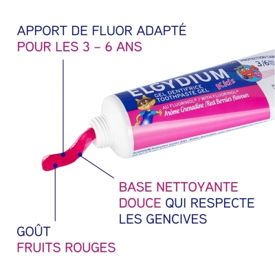 ELGYDIUM KIDS dentifrice 3-6 ans Grenadine | 50 ml